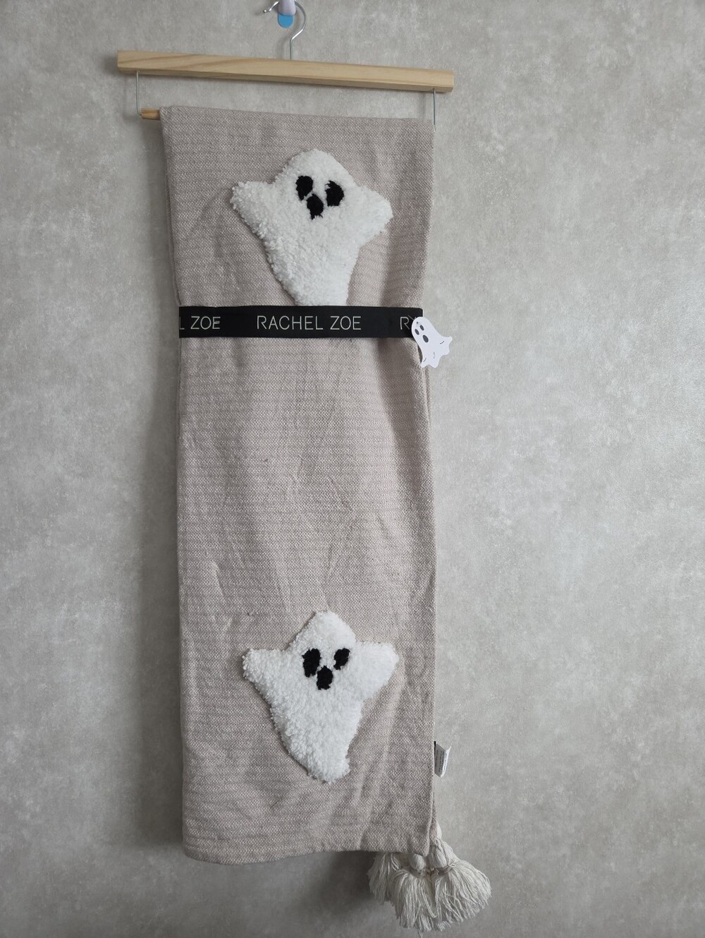 Rachel Zoe Halloween Ghost Blanket Throw Khaki Tan Color